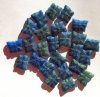 25 12mm Matte Blue/Yellow Marble Butterfly Beads